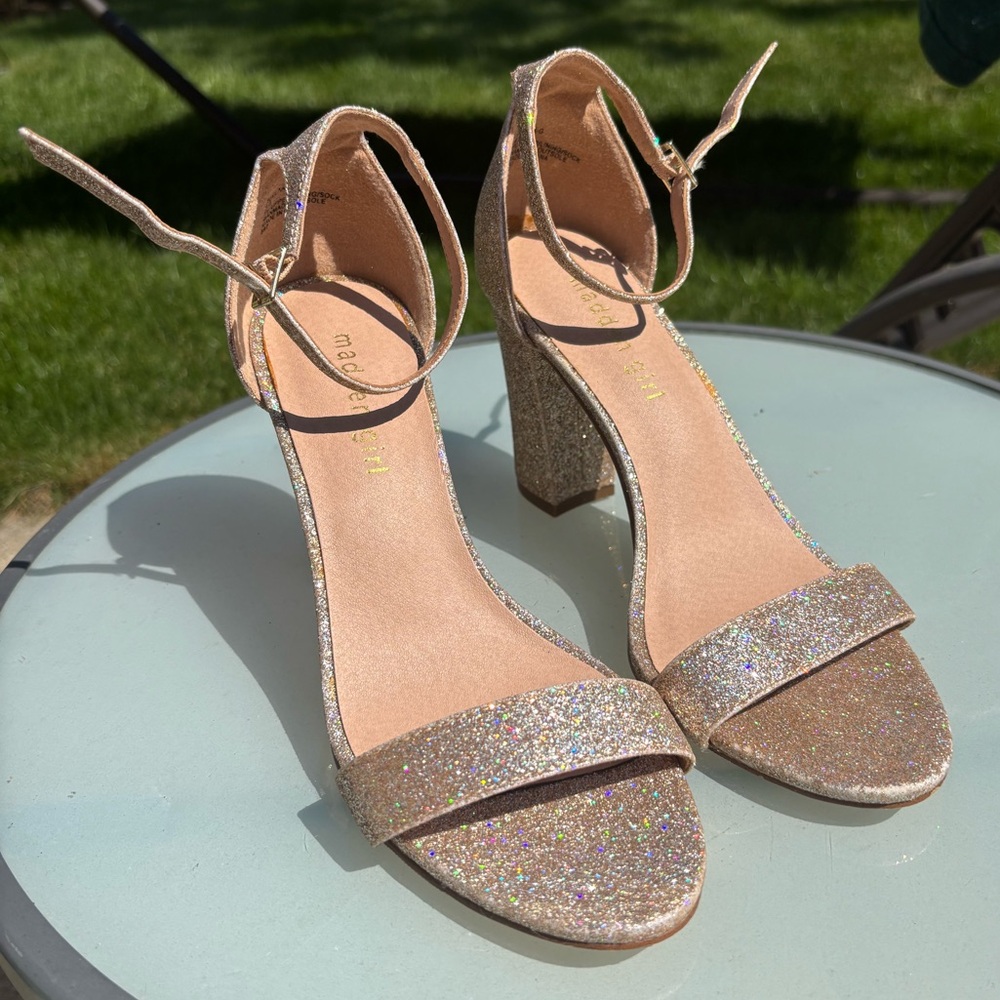 Steve Madden Gold Glitter Block Heel